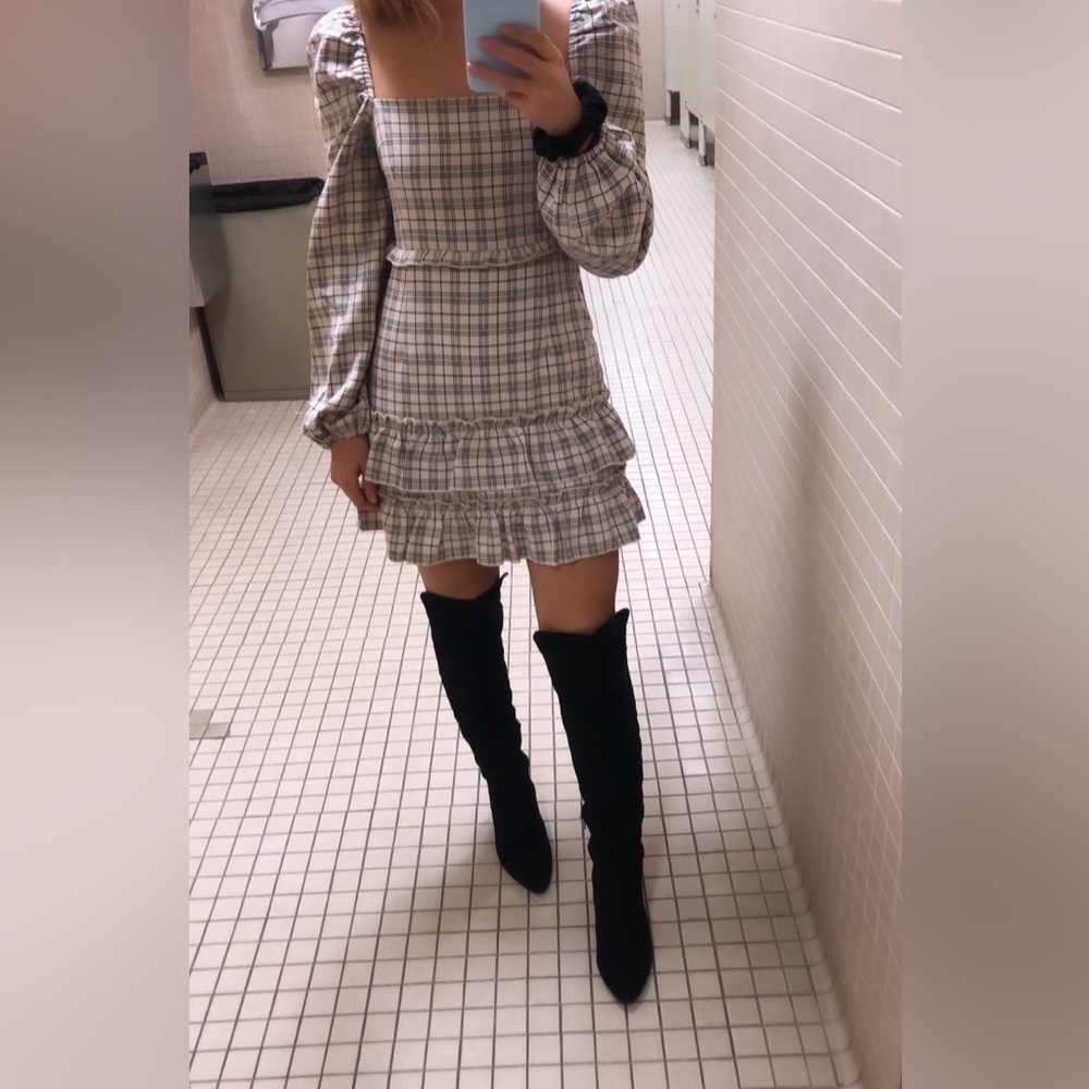 Plaid long sleeve dress